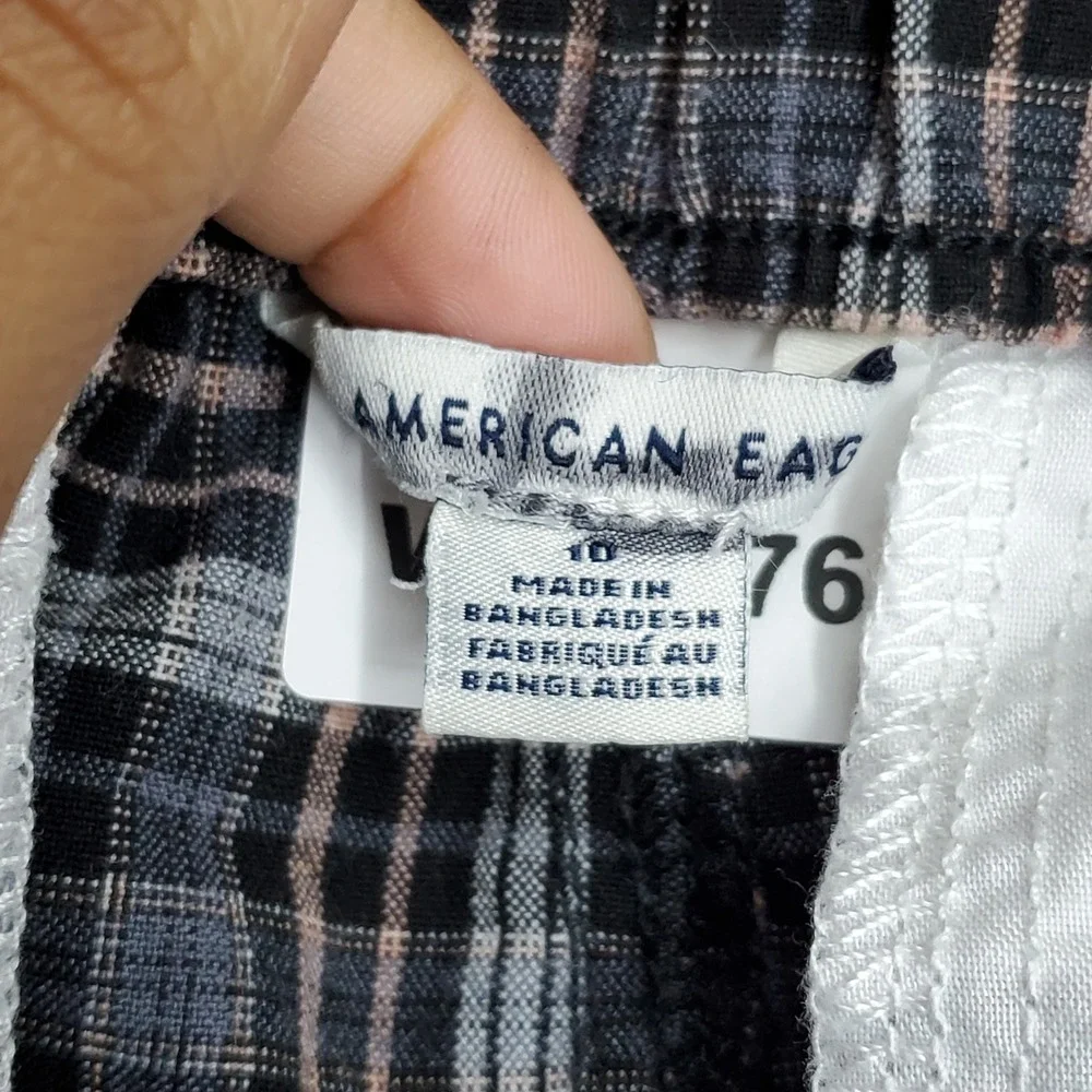 American Eagle Outfitters Women Shorts 10 Black Sleepwear Plaid Pajama Shorts